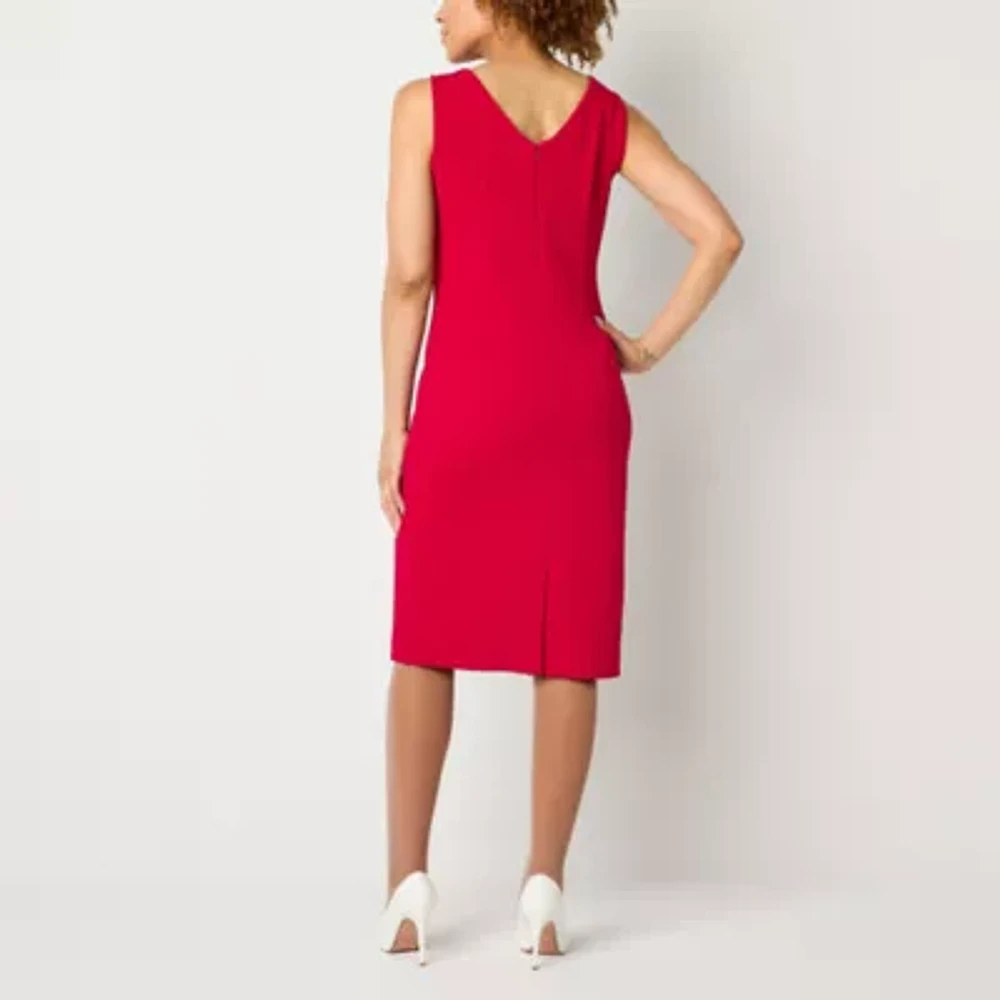 Maya Brooke Womens Pearl Trim Grid Jacket Dress