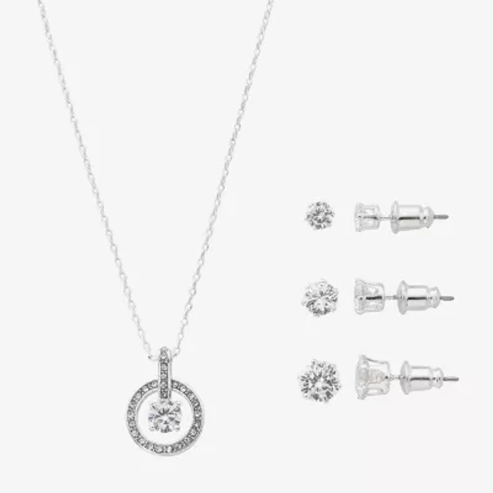 Sparkle Allure Light Up Box Womens Cubic Zirconia Pure Silver Over Brass Round -pc. Jewelry Set