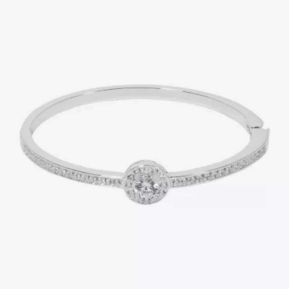 Sparkle Allure Womens Cubic Zirconia Pure Silver Over Brass Bangle Bracelet