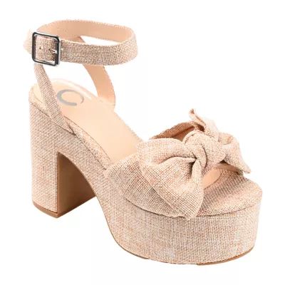 Journee Collection Womens Zenni Open Toe Block Heel Pumps