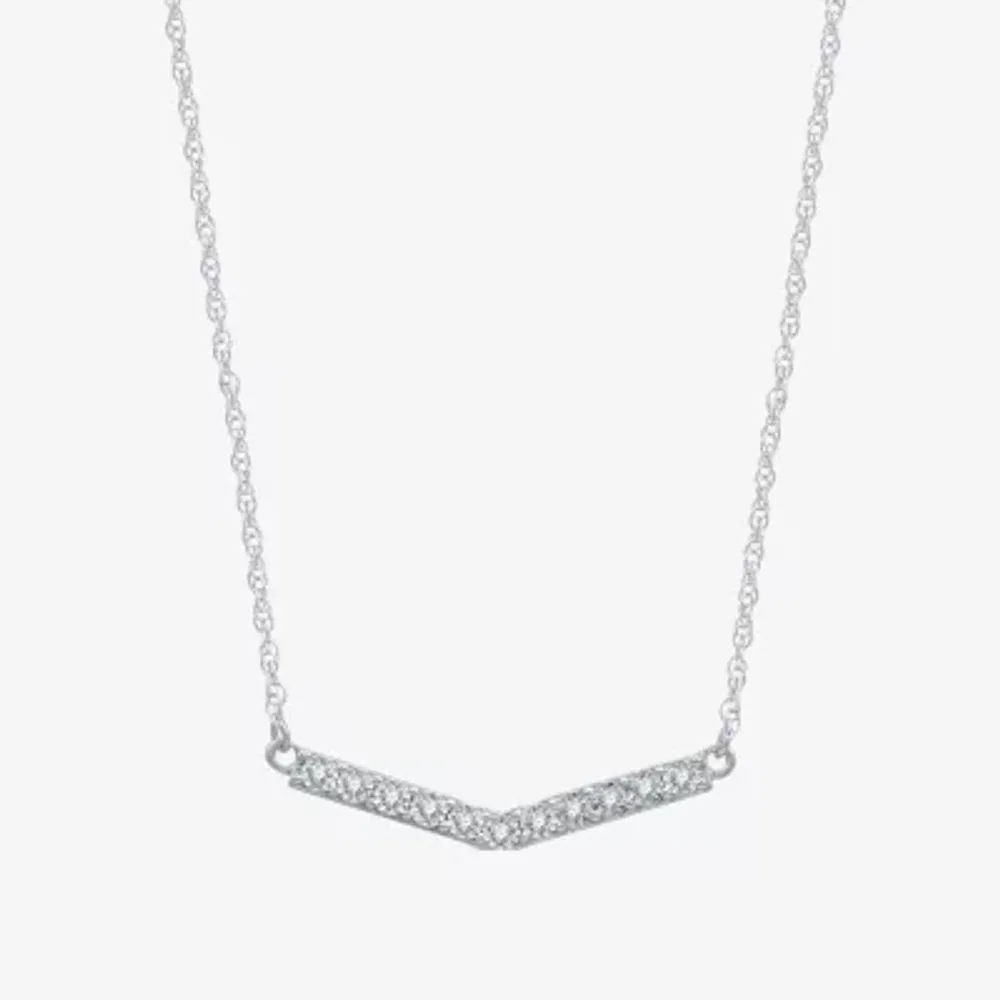 Yes, Please! Womens Diamond Sterling Silver 18 Inch Chevron Necklace