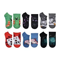 6 Pair No Show Socks Boys Minecraft