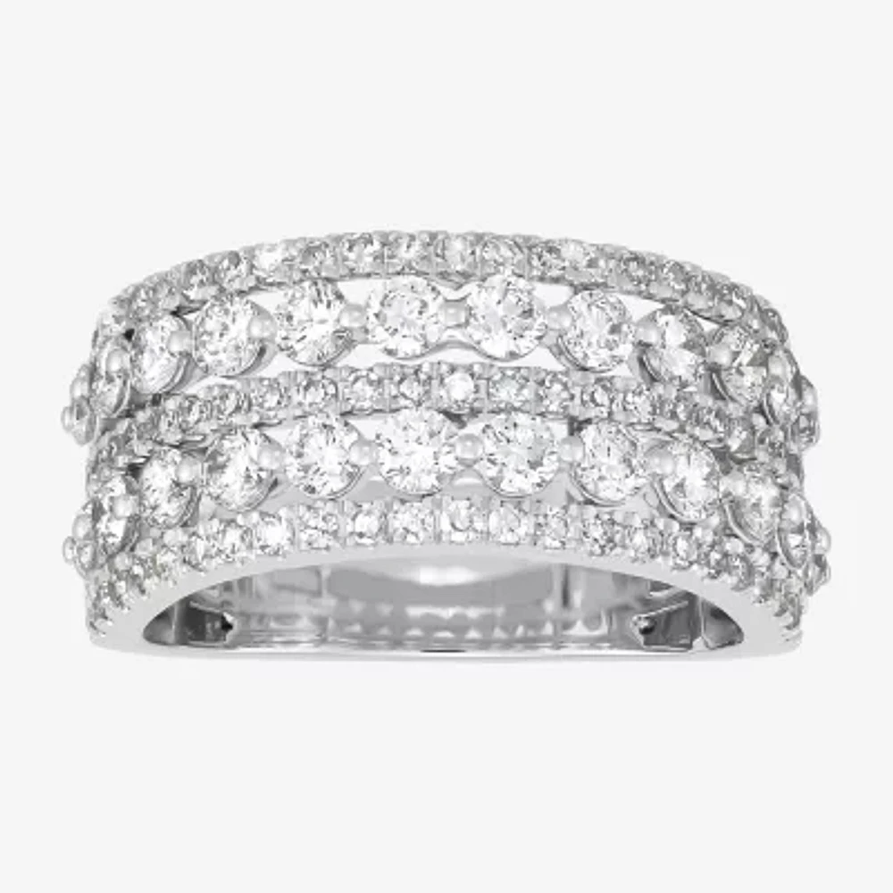 (H-I / Si1-Si2) Womens 5.5MM 2 CT. T.W. Lab Grown White Diamond 10K Gold Anniversary Band