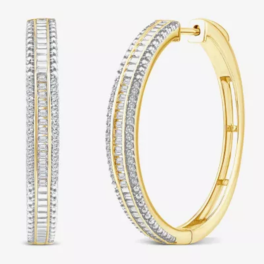 Limited Quantities! Womens 1/2 CT. T.W. Natural White Diamond 14K Gold 29.2mm Hoop Earrings