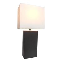Elegant Designs Modern Leather Table Lamp with White Fabric Shade