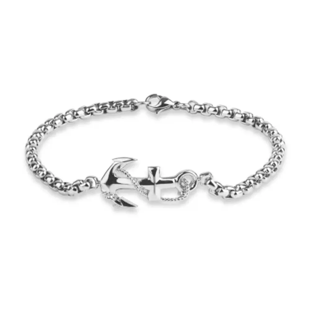Mens Stainless Steel Hollow 8 1/2 Inch Link Bracelet