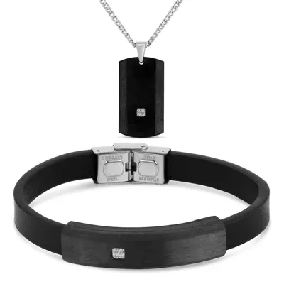 Mens 1/4 CT. T.W. Cubic Zirconia Stainless Steel 2-pc. Jewelry Set