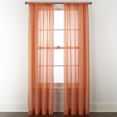 Home Expressions Remy Solid Rod Pocket Sheer Single Curtain Panel