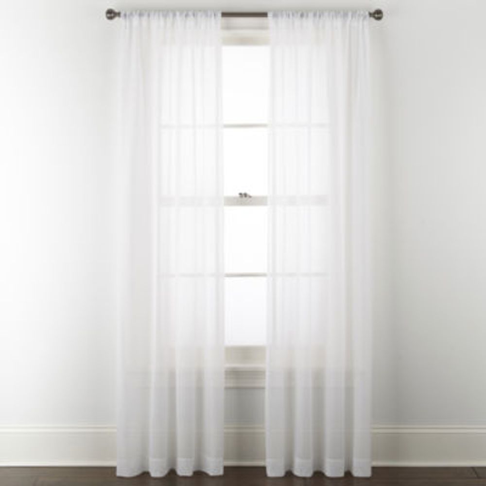 Home Expressions Remy Solid Rod Pocket Sheer Single Curtain Panel