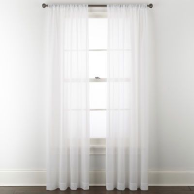 Home Expressions Remy Solid Rod Pocket Sheer Single Curtain Panel