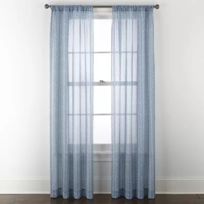 Home Expressions Remy Chevron Rod Pocket Sheer Single Curtain Panel