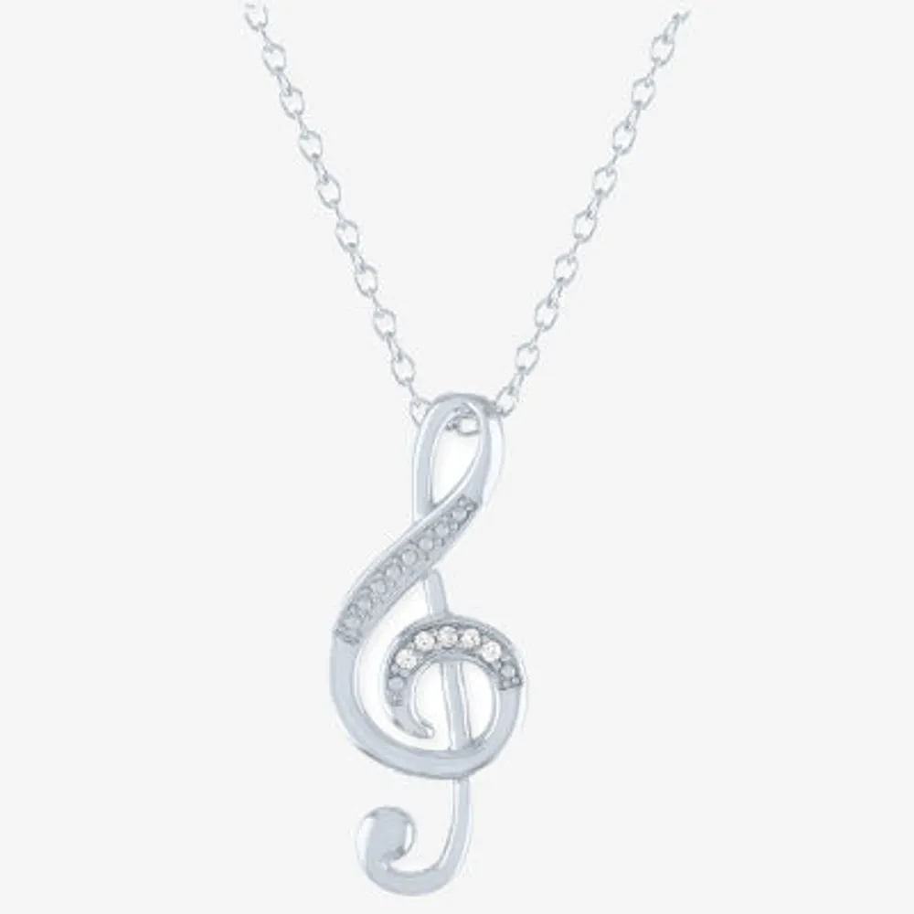 Womens Diamond Accent Natural White Diamond Sterling Silver 18 Inch Pendant Necklace