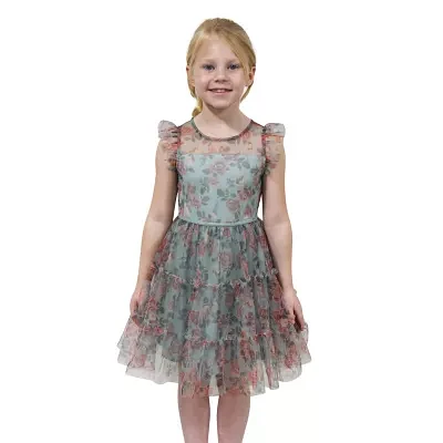Lilt Little & Big Kid Girls Short Sleeve Ruffled A-Line Dress