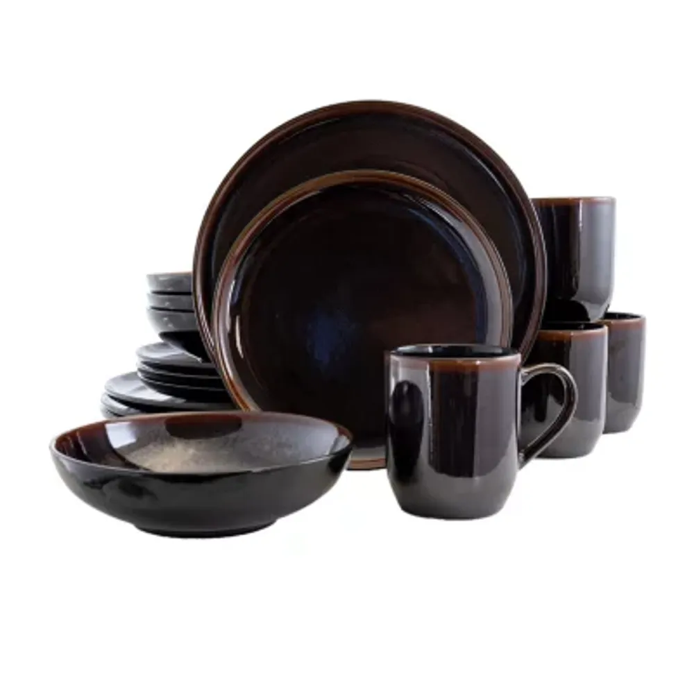 Elama Midnight Beach 16-pc. Stoneware Dinnerware Set
