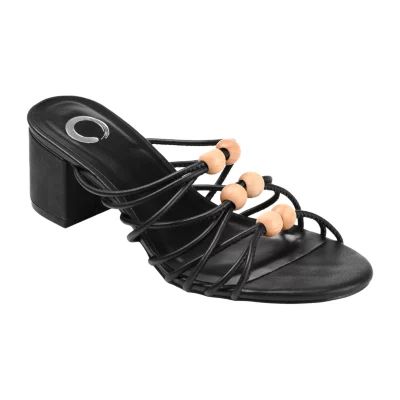 Journee Collection Womens Kennadi Open Toe Block Heel Pumps