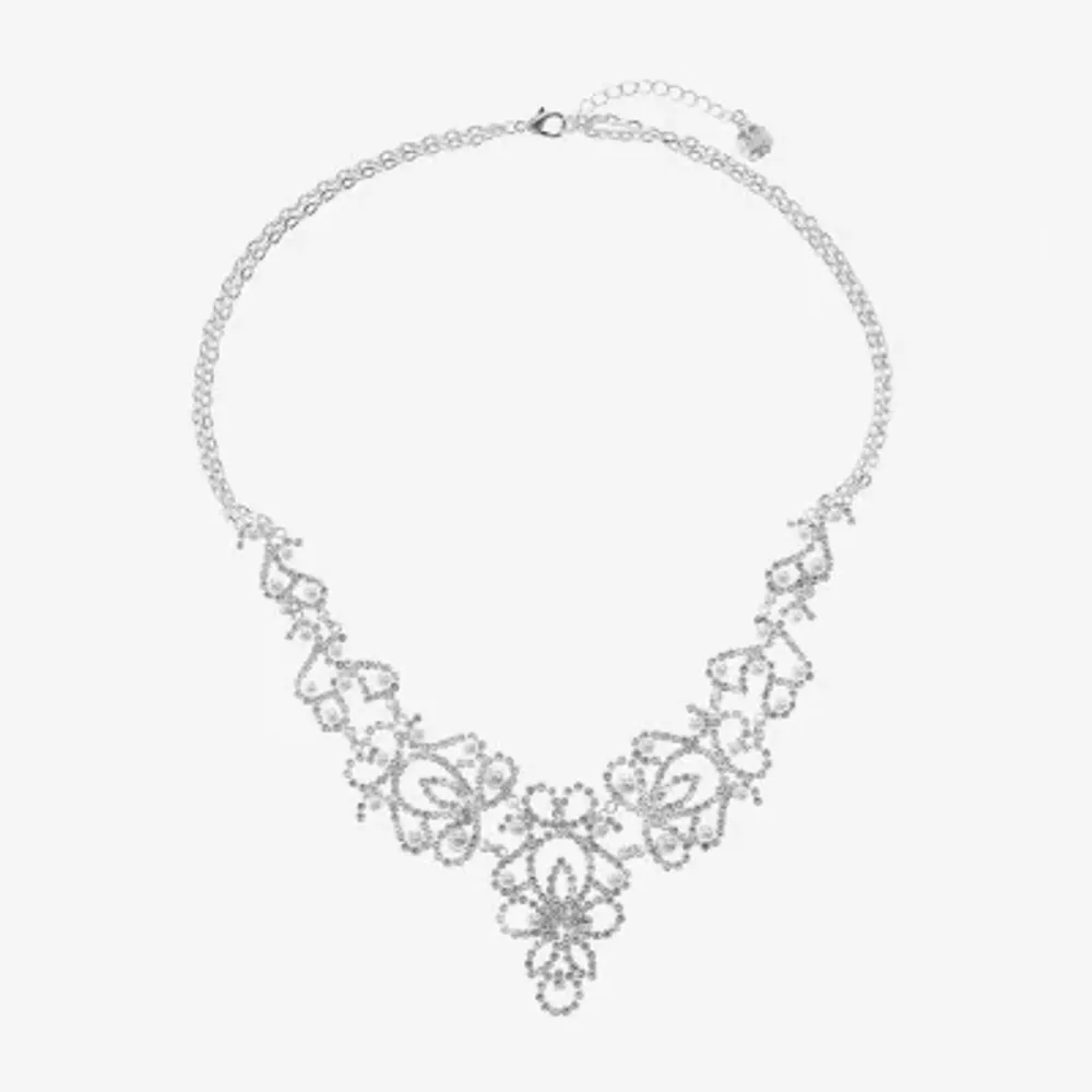 Monet Jewelry Timeless Silver Tone Womens 19 Inch Statement Necklace
