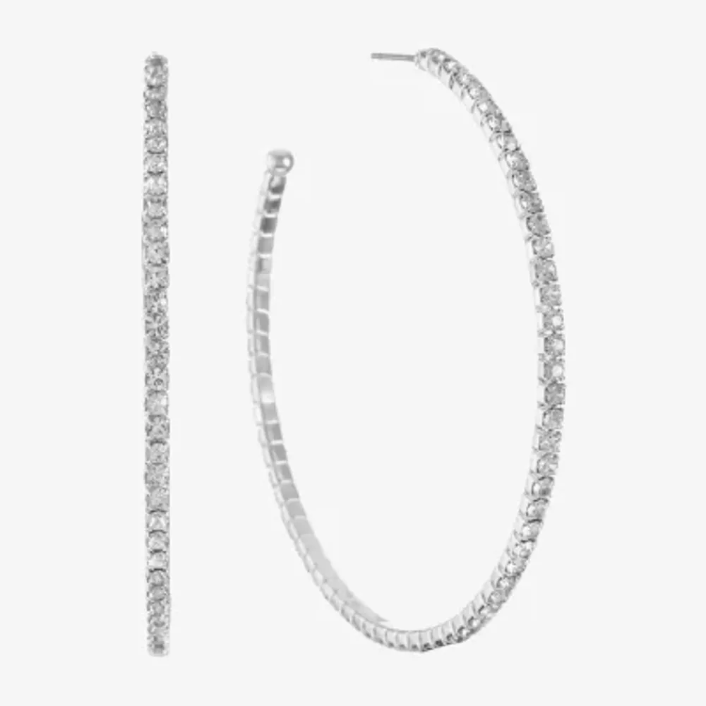 Monet Jewelry Timeless Silver Tone Womens 60mm Hypoallergenic Hoop Earrings