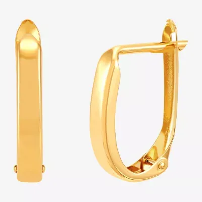 Womens 14K Gold 14mm Round Hoop Earrings