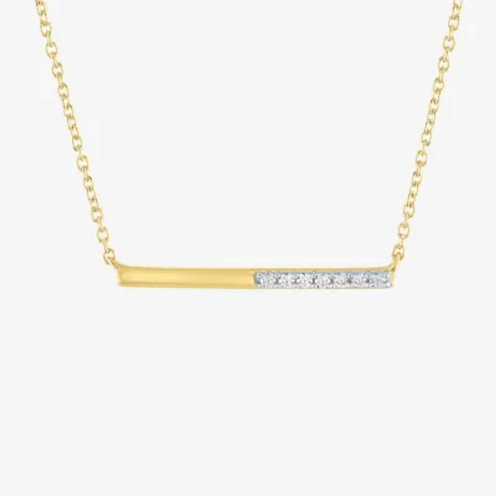 Diamond Addiction Womens 1/10 CT. T.W. Genuine White Diamond Bar Pendant Necklace