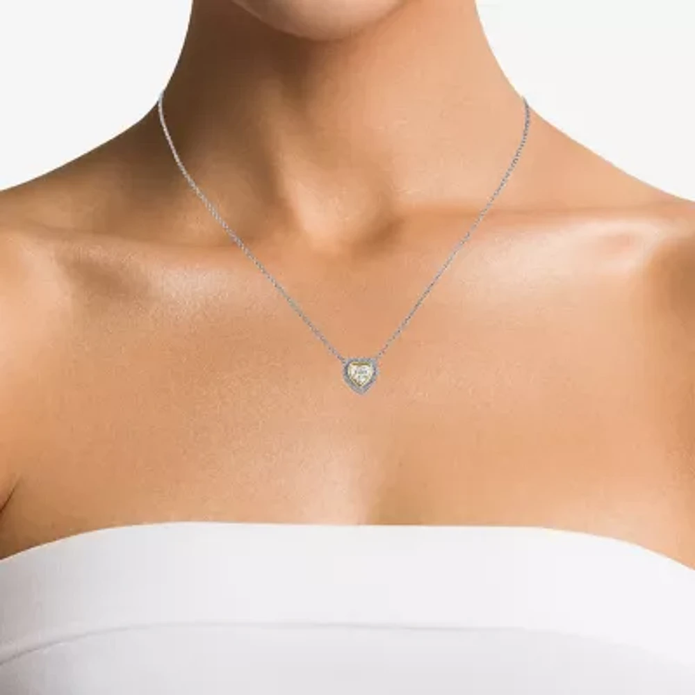 Womens Cubic Zirconia 10K Gold Sterling Silver Heart 2-pc. Jewelry Set