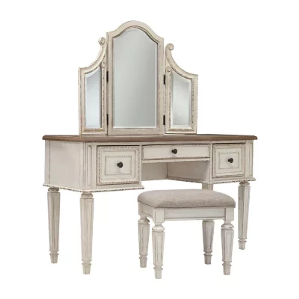 Signature Design by Ashley Realyn 2-pc. Vanity Set in Chipped White
