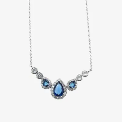 Vieste Rosa Womens Blue Cubic Zirconia Pear 16 Inch Pendant Necklace