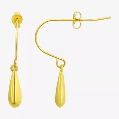 Teardrop Womens 10K Gold Drop Earrings