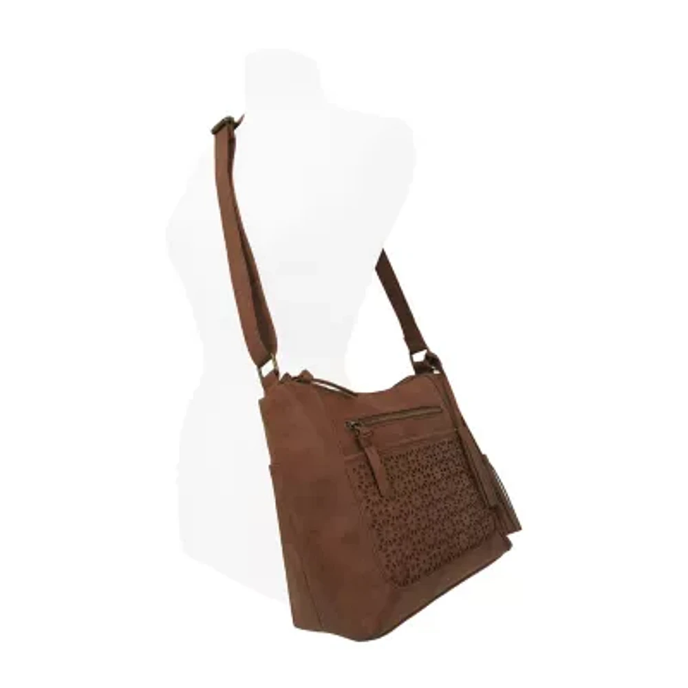 Bueno of California Double Top Zip Hobo Bag