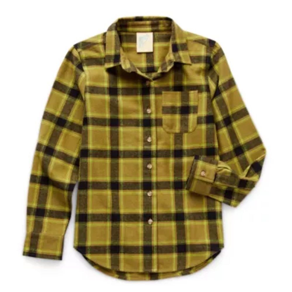 Thereabouts Little & Big Kid Girls Long Sleeve Regular Fit Flannel Shirt