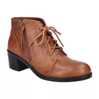 Easy Street Womens Becker Stacked Heel Booties