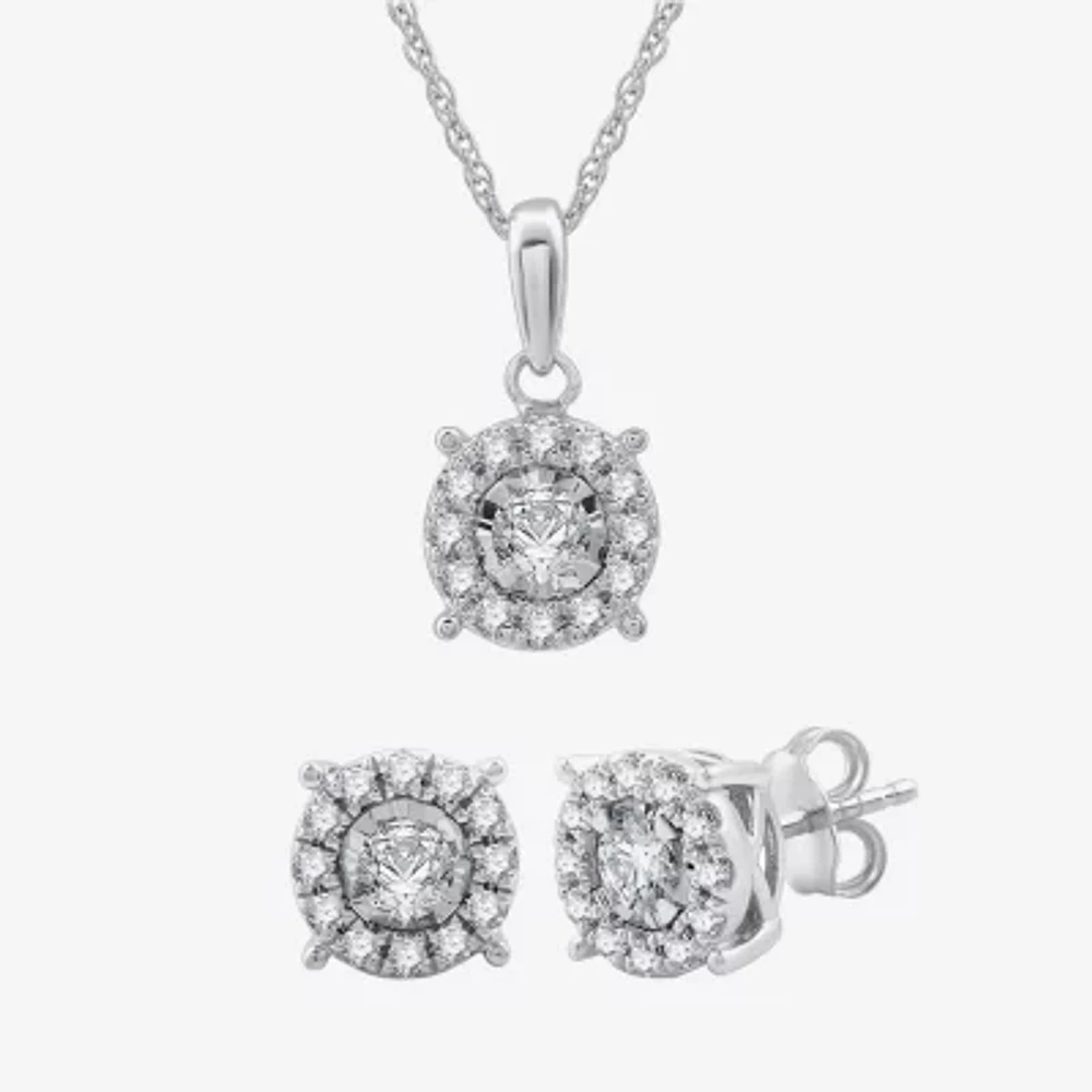 Diamond Blossom Womens 1 CT. T.W. Lab Grown White Diamond Sterling Silver Round 2-pc. Jewelry Set