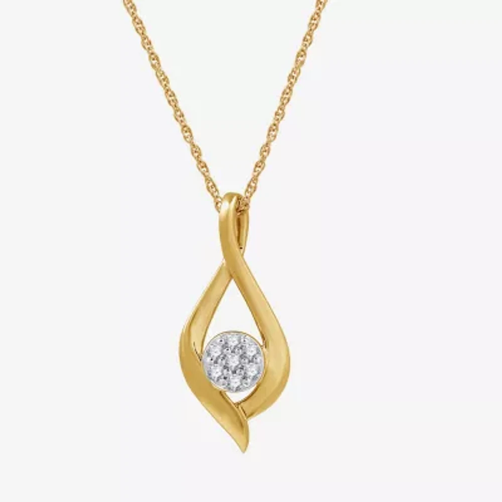 Diamond Blossom Womens 1/10 CT. T.W. Lab Grown White Diamond 14K Gold Over Silver Sterling Silver 18 Inch Pendant Necklace
