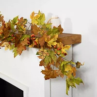 Northlight 5ft X 8in Maple Leaf And Berry Unlit Christmas Indoor Garland
