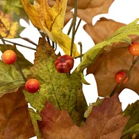Northlight 5ft X 8in Maple Leaf And Berry Unlit Christmas Indoor Garland