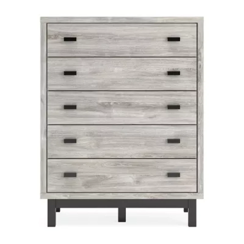 Signature Design by Ashley Vessalli 5-Drawer Chest in Light Gray