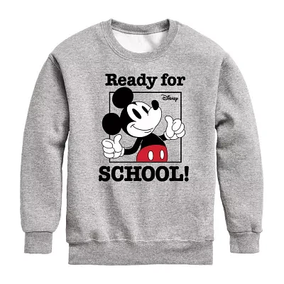 Disney Collection Little & Big Kid Boys Crew Neck Fleece Long Sleeve Mickey Mouse Sweatshirt