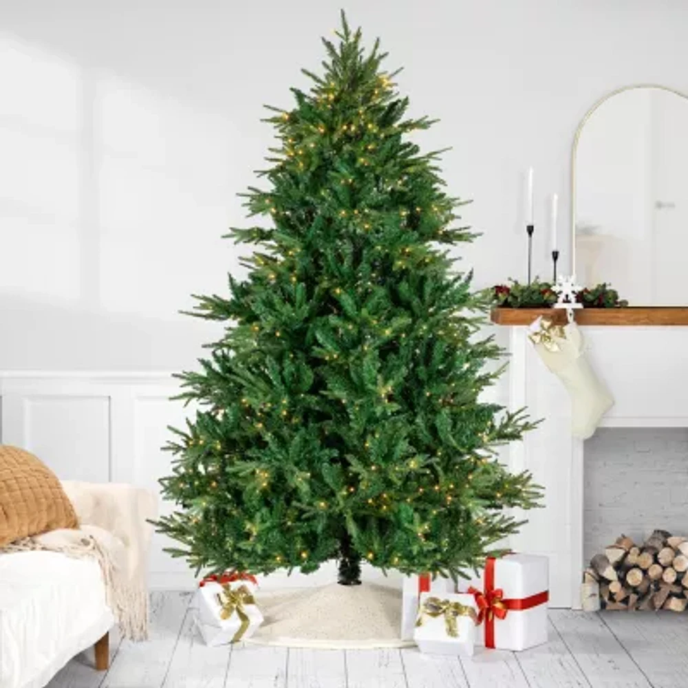 6.5' Pre-Lit Juniper Pine Artificial Christmas Tree Warm White LED Lights