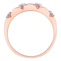 Womens Diamond Accent Genuine Purple Amethyst 10K Rose Gold Stackable Ring