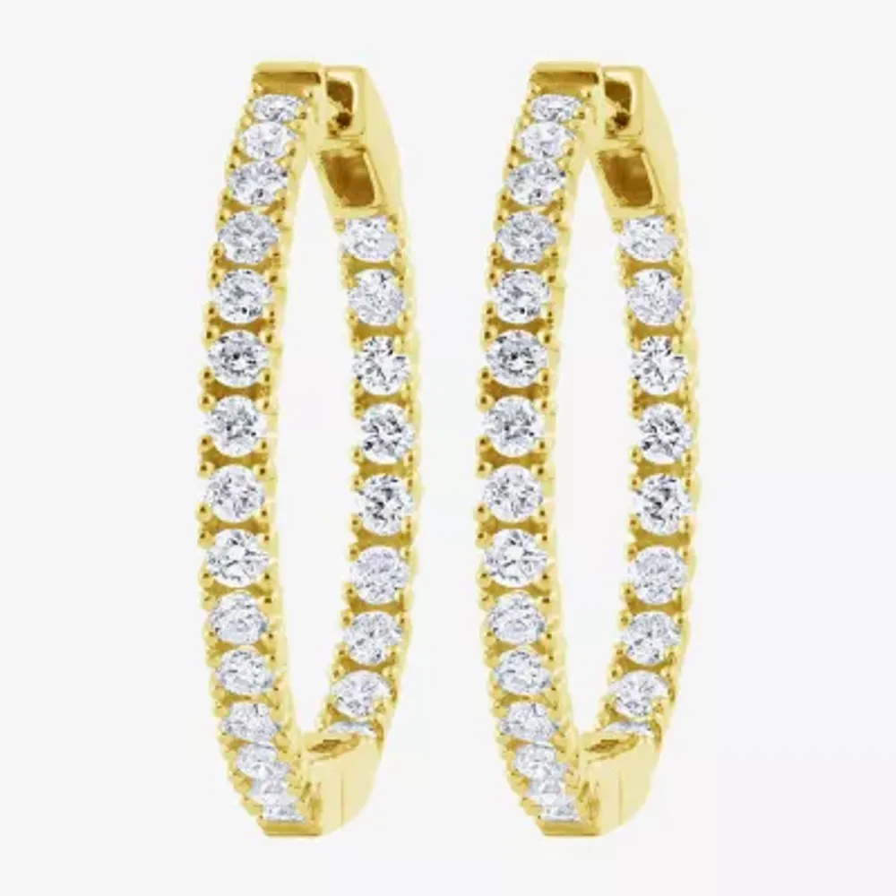 (H-I / I1) Womens 1 CT. T.W. Lab Grown White Diamond 10K Gold 22mm Hoop Earrings