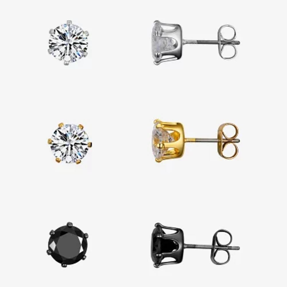 J.P. Army Mens Cubic Zirconia 3 Pair Earring Set