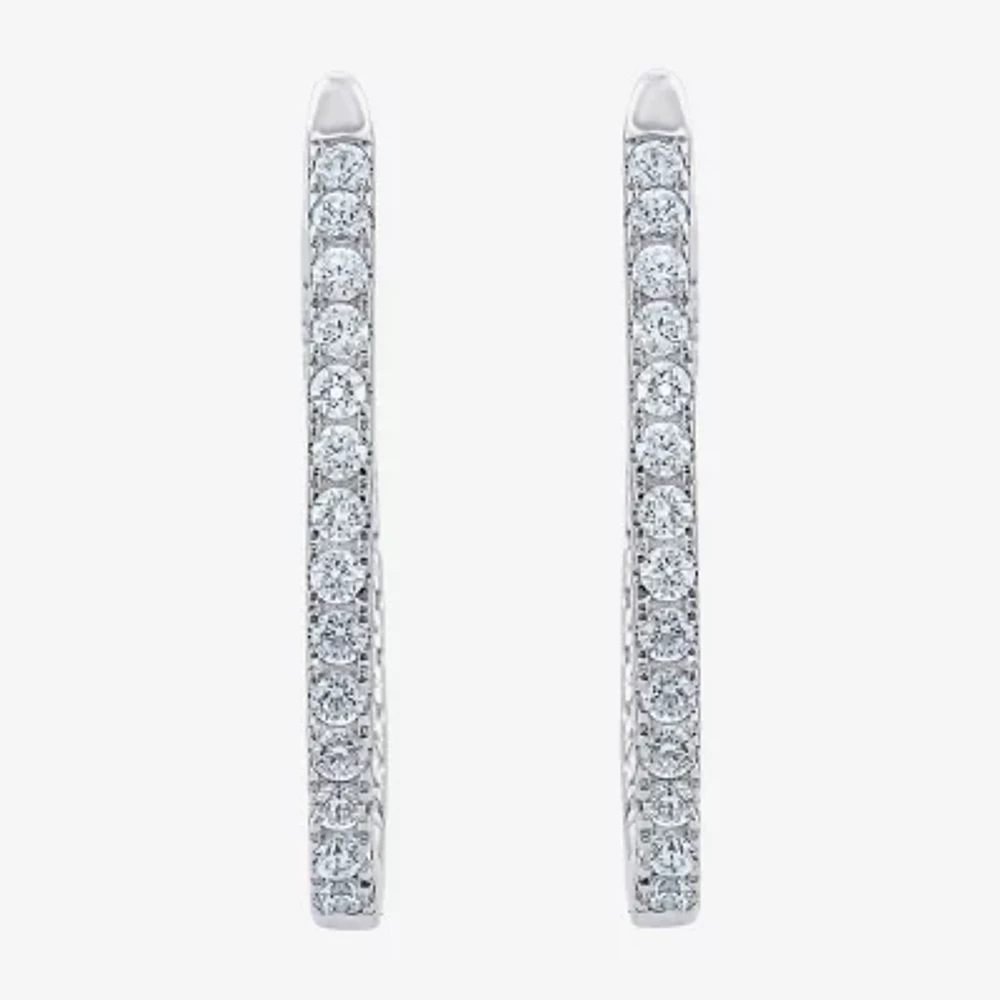 (H-I / I1) 1/2 CT. T.W. Lab Grown White Diamond 10K or 14K White or Yellow Gold 20.7mm Hoop Earrings