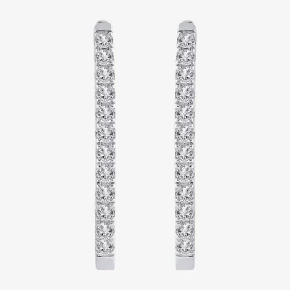 (H-I / I1) 1 CT. T.W. Lab Grown Diamond 10K or 14K White Yellow Gold 25mm Hoop Earrings