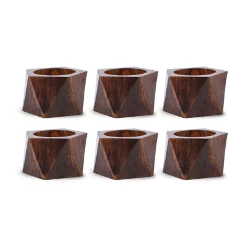 Design Imports Wood Triangle 6-pc. Napkin Rings