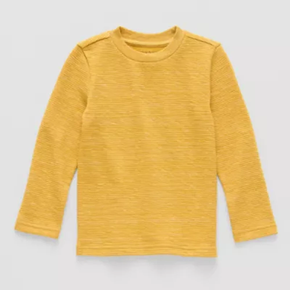 Okie Dokie Textured Knit Toddler & Little Boys Crew Neck Long Sleeve T-Shirt