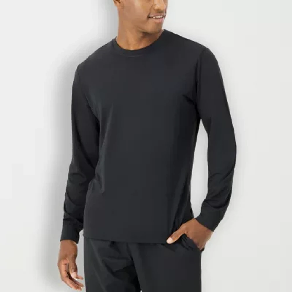 Hanes Moves Mens Crew Neck Long Sleeve Moisture Wicking T-Shirt
