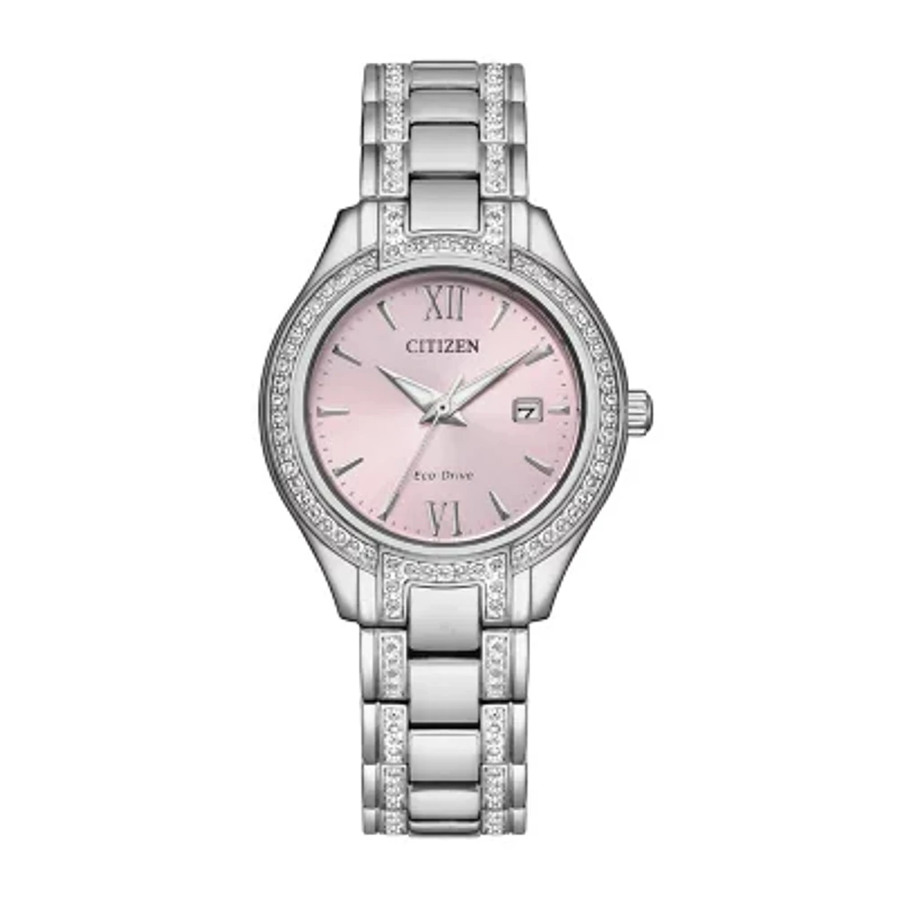 Citizen Silhouette Womens Crystal Accent Silver Tone Stainless Steel Bracelet Watch Fe1230-51x
