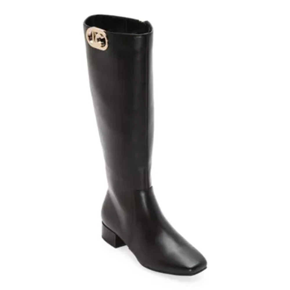 Liz Claiborne Womens Deering Stacked Heel Riding Boots