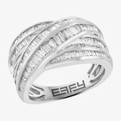 Effy Final Call Womens 3MM 7/8 CT. T.W. Natural White Diamond 14K White Gold Crossover Band