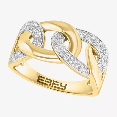 Effy Final Call Link Womens 2MM 1/4 CT. T.W. Natural White Diamond 14K Gold Band