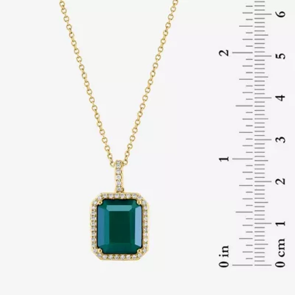 Effy Final Call Womens 1/7 CT. T.W. Genuine Green Onyx 14K Gold 16 Inch Pendant Necklace